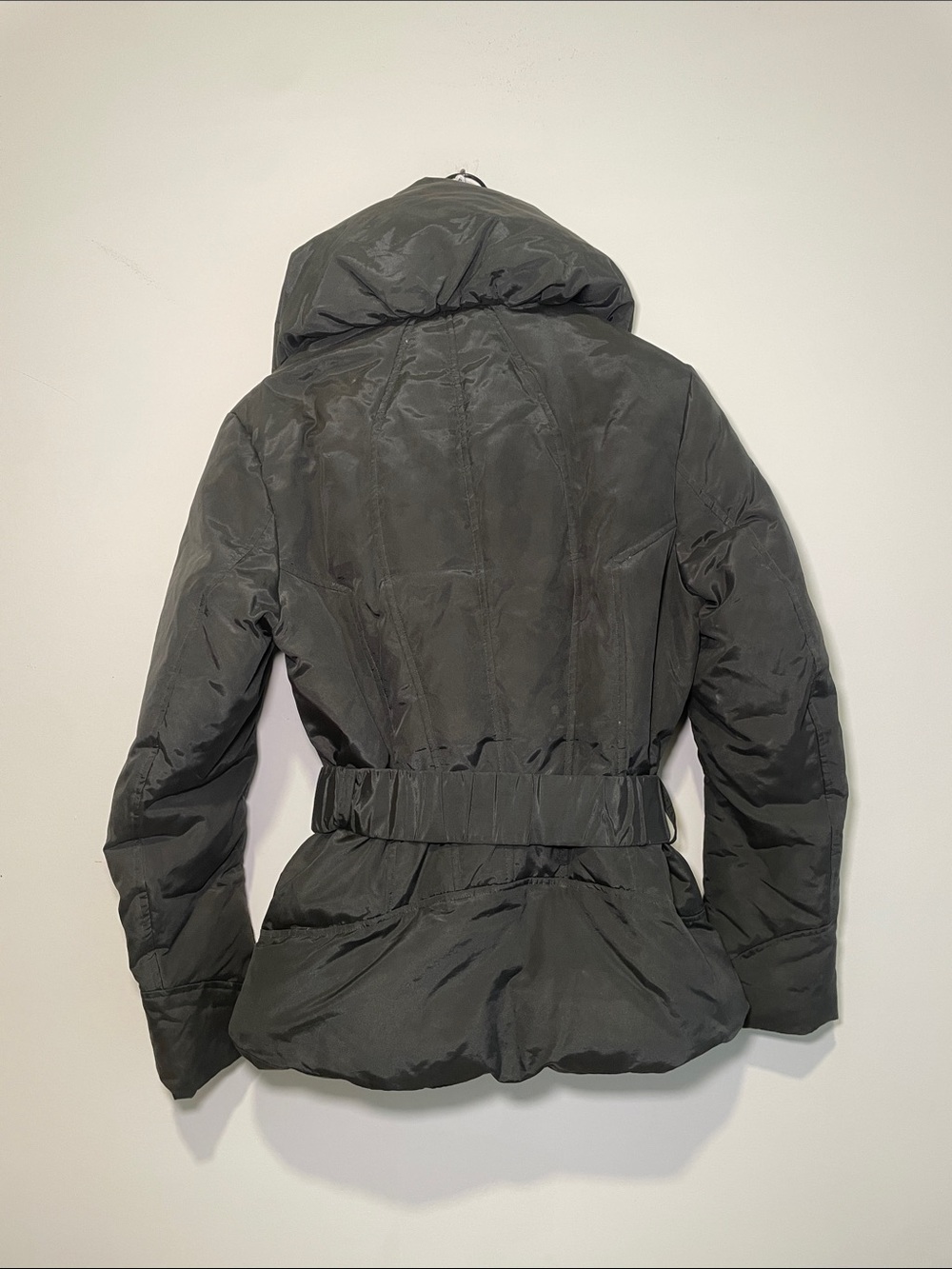 DANIER - Jacket Women's Grey Belted Puffer Jacket with Sculpted Collar - Winter - Picture 2 of 10